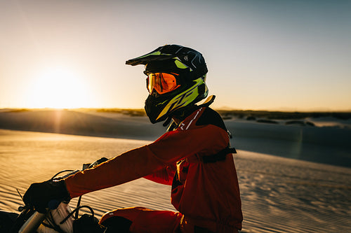 Motocross rider in desert