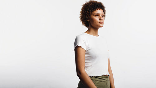 Young woman with curly hair