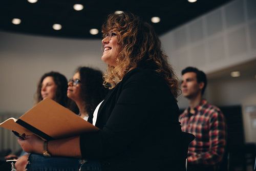 Businesswoman attending a corporate workshop