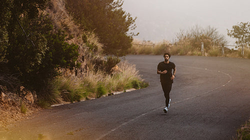 Runner practising for a marathon race