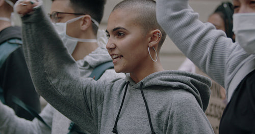 Group of activists protesting together
