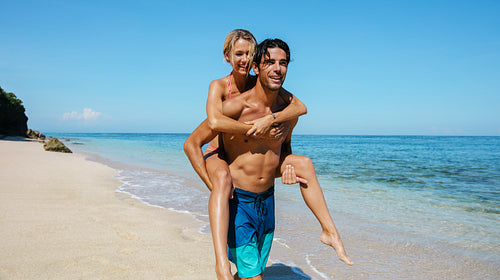 Romantic couple having fun on the beach