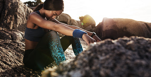Woman looking tired after intense workout