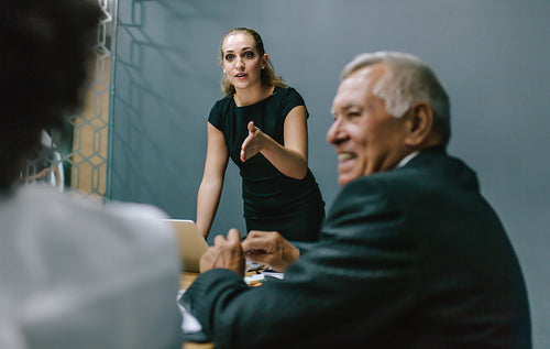 Businesswoman leading a meeting in office