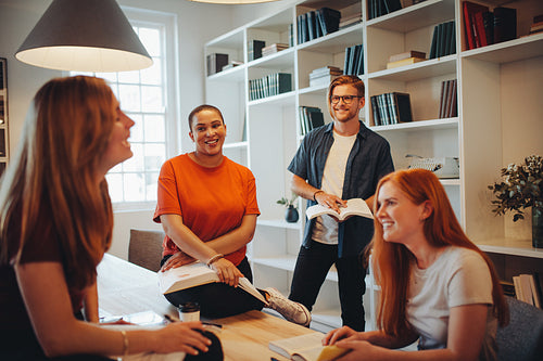 Group of students in college library