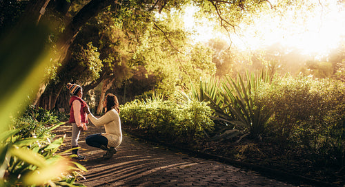 Mother and daughter in the park