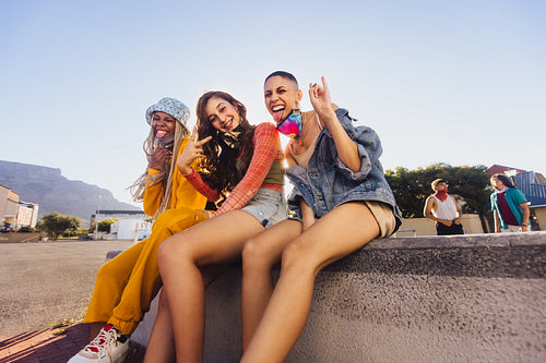 Girls having a good time outdoors