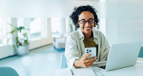 Woman enjoys video call on laptop