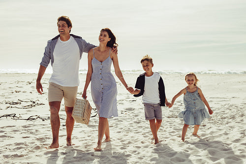 Family on picnic at the beach