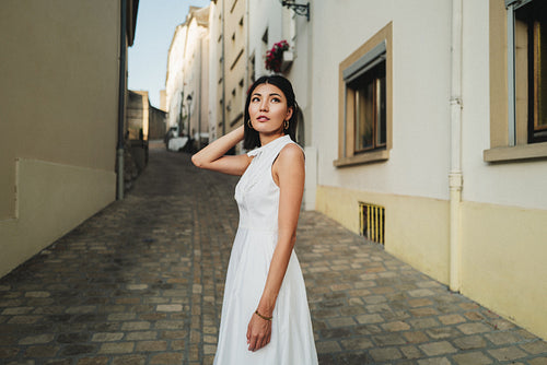 Young woman exploring new places in a city