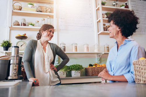 Women working at juice bar