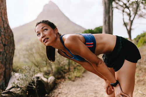 Runner taking break after workout