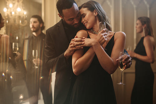 Loving couple dancing with at a gala event