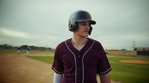 Focused baseball batter ready for the game