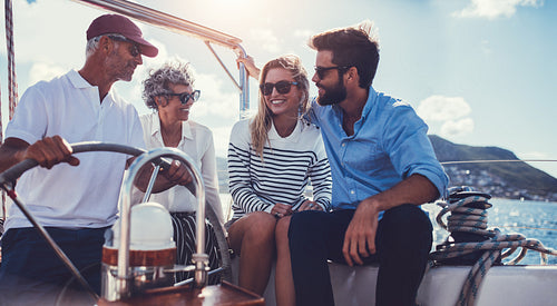 Family together on a yacht