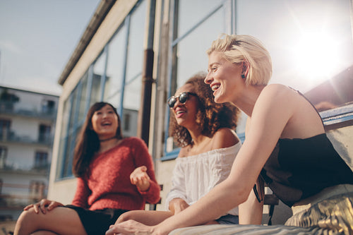 Group of female friends having fun outdoors