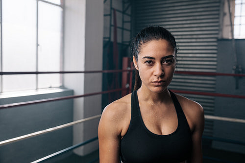 Female boxer at the boxing studio