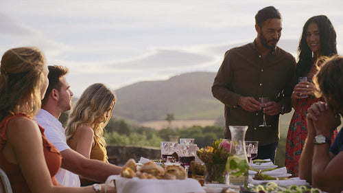 Couple sharing their good news with friends