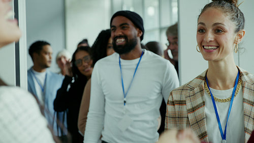 People socializing at a business event