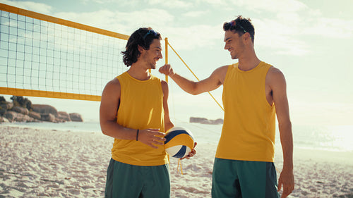 Professional beach volleyball teammates at the championships