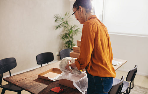 Seller packing products for online business