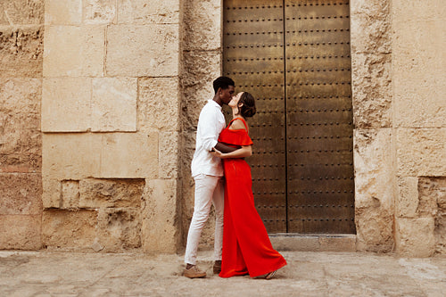 Couple sharing a kiss on a vacation