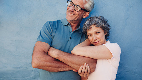 Loving caucasian couple standing together