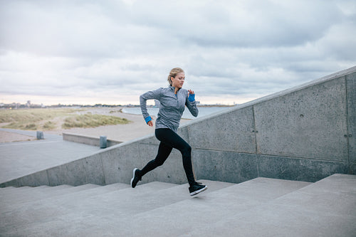 Runner running on stairs