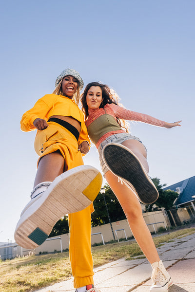 Kicking the air with bestie