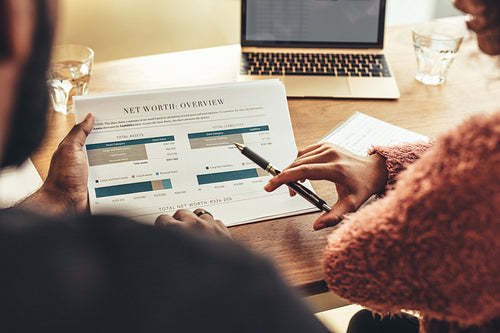 Rear view of business colleagues discussing work