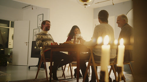 Family having Christmas dinner together