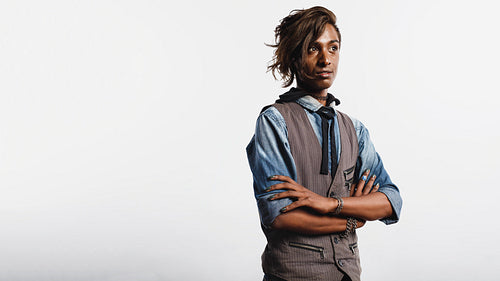 Portrait of man in fashionable hairstyle