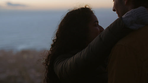 Loving couple enjoying on a winter holiday