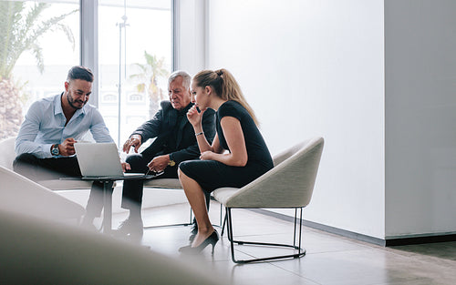 Business team working together on new project