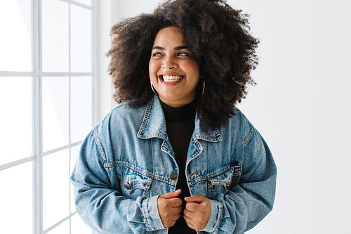 Fashionable woman looking away smiling