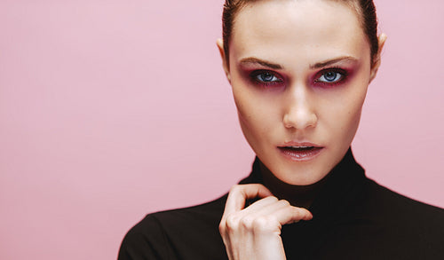 Female model with beautiful eye makeup