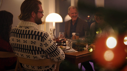 Family enjoying Christmas dinner together