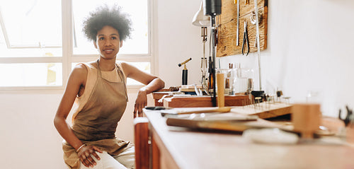 Ornament designer in her workshop
