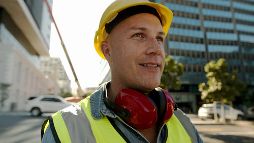 Construction worker at building site