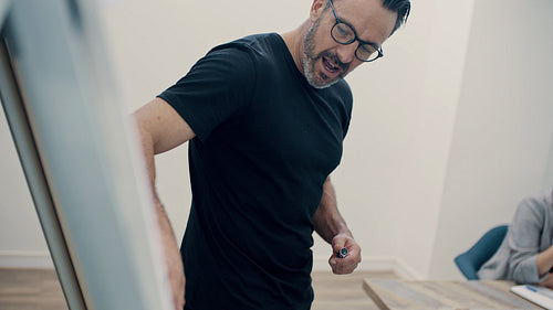 Businessman giving a presentation to his team