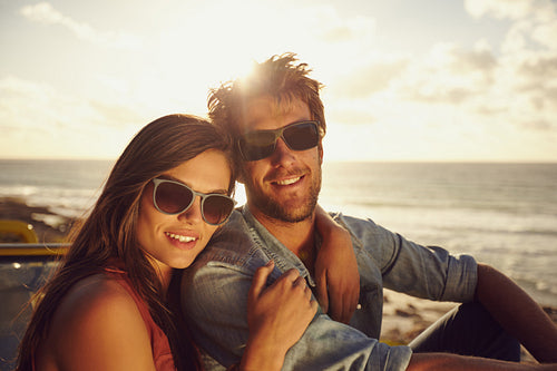 Beautiful young couple on a road trip