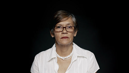 Close up of senior woman in eyeglasses