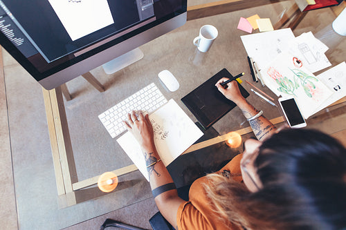 Female creative artist at work