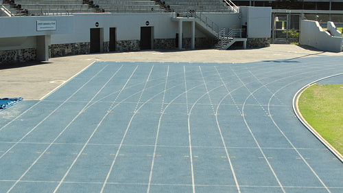 Sprinter approaching the finishing line on race track