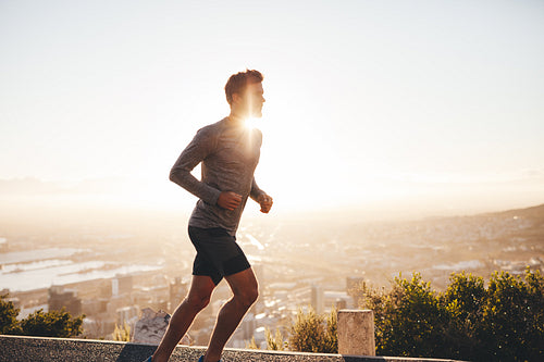 Young man on morning run