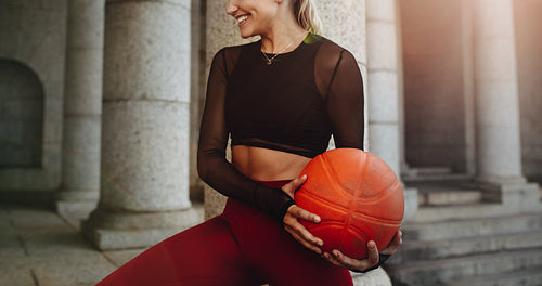 Smiling woman doing fitness workout
