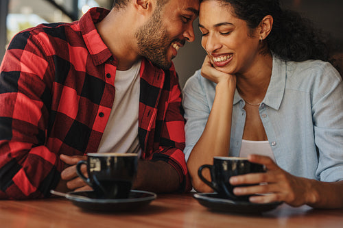 Affectionate couple on a coffee date