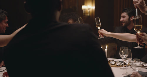 Friends having drinks at party