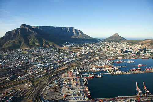 Cape Town Harbour and Table Mountain, South Africa 