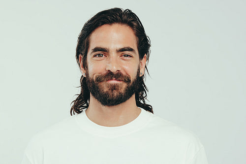 Masculinity and grooming: Portrait of a man with a glowing appearance